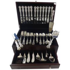 Antique Marlborough by Reed & Barton Sterling Silver Flatware Set of 12 Service 107 Pcs