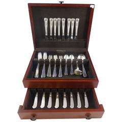 Antique Old Danish by Cohr Sterling Silver Flatware Set for Eight Service 48 Pieces