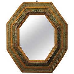 Antique Polychromed Ripple Frame Mirror