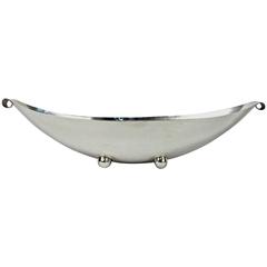 Handmade Modernist Sterling Silver Elongated Bowl by Alfredo Sciarrotta 