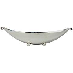 Handmade Modernist Sterling Silver Elongated Bowl by Alfredo Sciarrotta