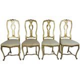 Ensemble de quatre chaises de style rococo en aluminium doré, années 1960