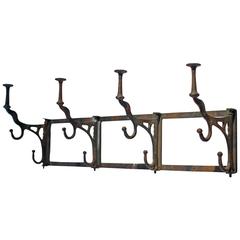 Antique Iron Rack with Swing-Arm Hooks
