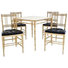 Faux Bamboo Game Table and Chairs Set