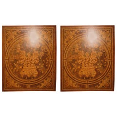 Antique French Inlaid Wood Panels, Marquetry