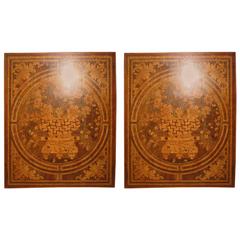 Antique French Inlaid Wood Panels, Marquetry