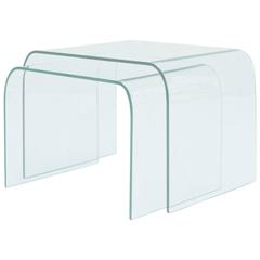 Angelo Cortesi Curved Glass Waterfall Nesting Tables