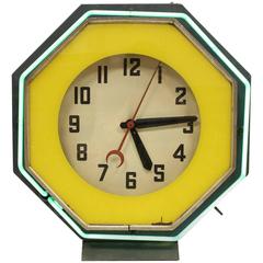 Vintage 1930s American Green Neon Clock