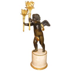 Cherub-Kandelaber aus Bronze, Französisch