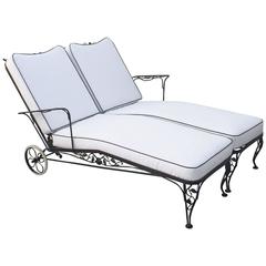 Wrought Iron Lounge Chaise for Two Designed by Russell Woodard