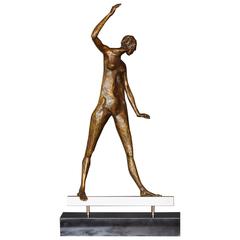 Woman on a Beam, Abstract Figurative Bronze Sculpture by Barbara G. Cohn Bisgye 8