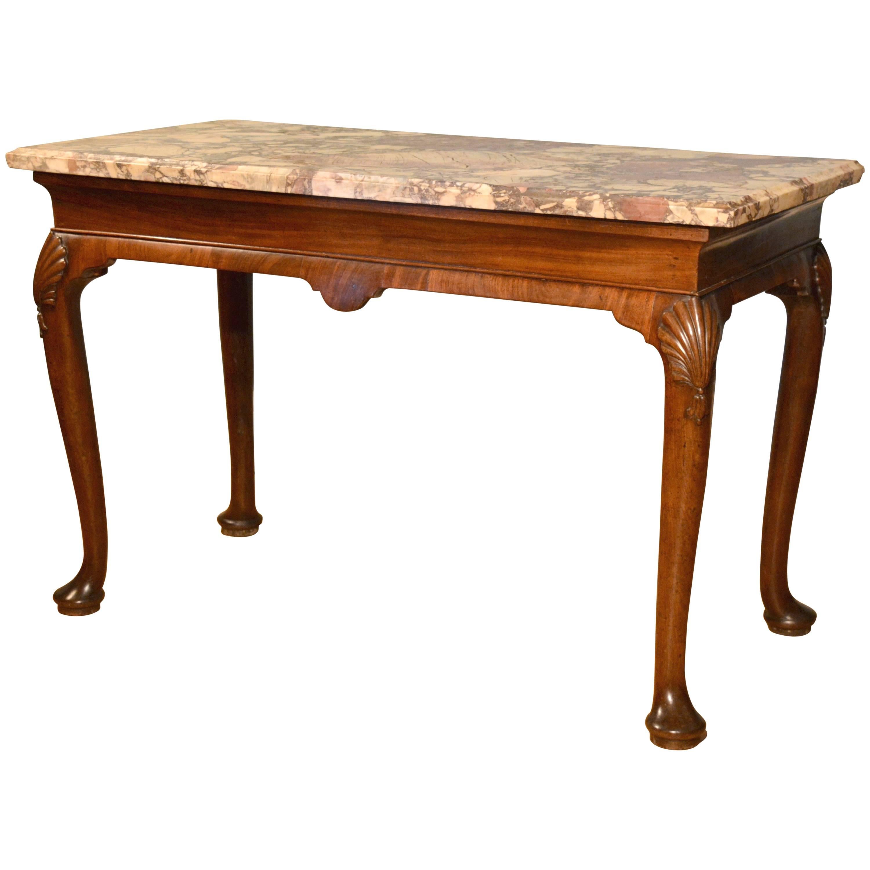 18th Century Mahogany Marble-Top Side Table