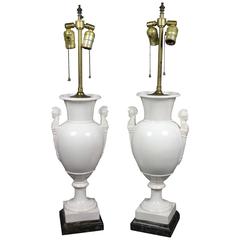 Pair of French Creamware Pottery Vases Mounted As Lamps