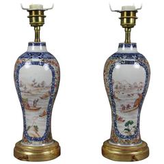 Pair of Chinese Export Porcelain Vases Mounted As Lamps 5