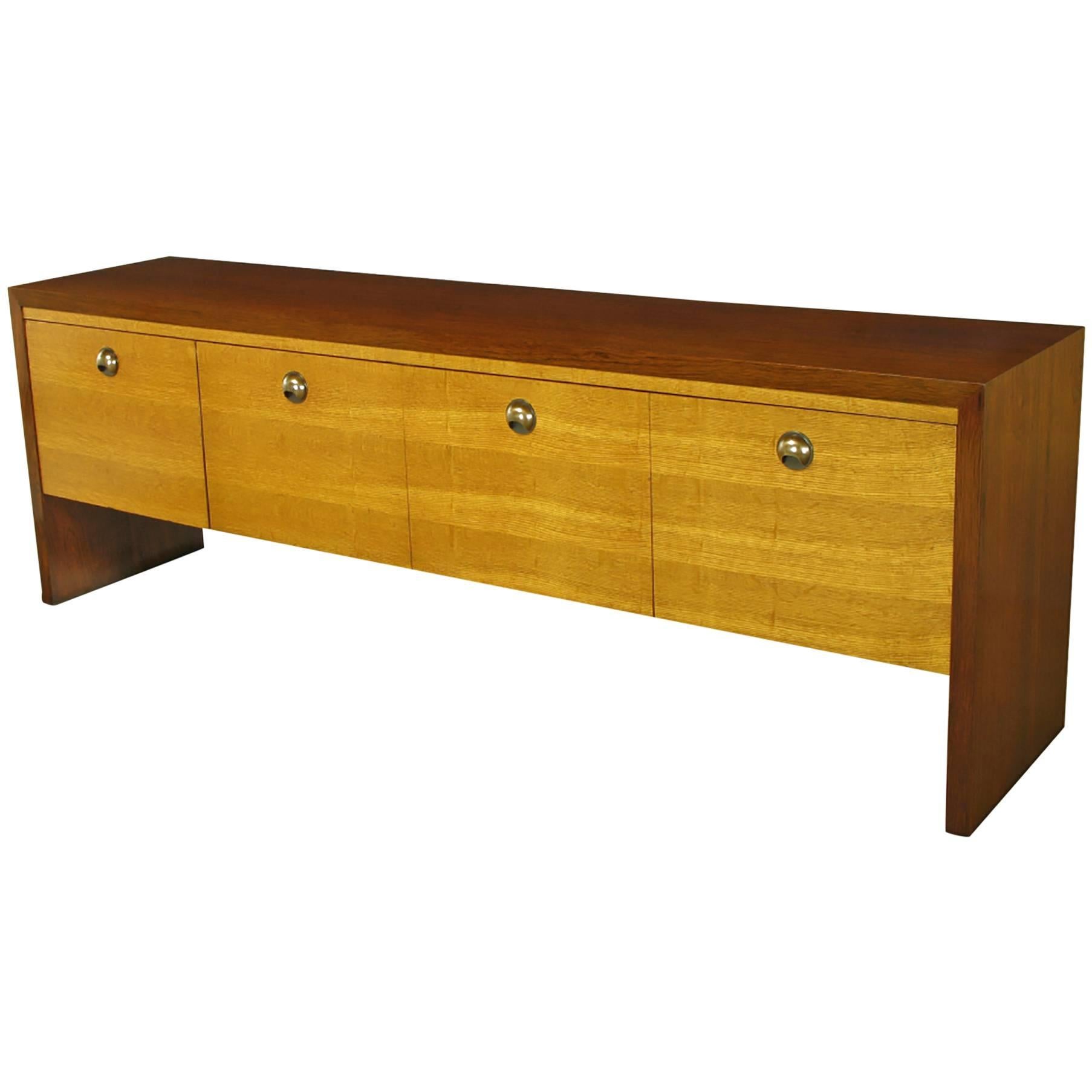 Edward Wormley for Dunbar English Oak and Rosewood Four-Drawer Credenza