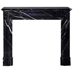 Antique Louis XIV Style Fireplace in Black Marquina Marble