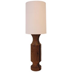 Large Midcentury Turned Wood Lamp