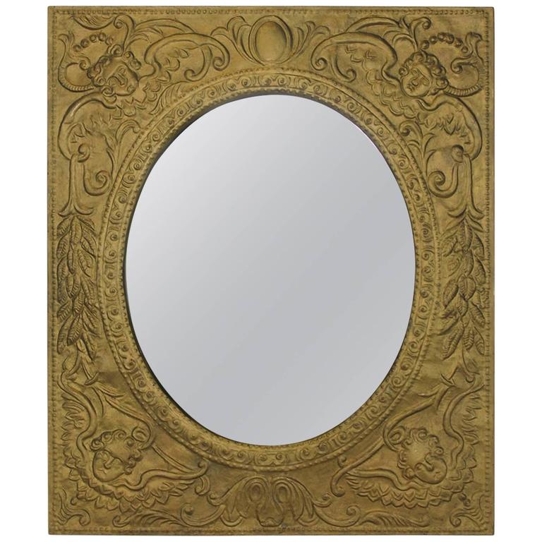Antique Tin Framed Mirror For Sale at 1stDibs
