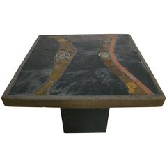  African Slate Mosaic Tile Side/Center Table in the Manner of Paul Kingma