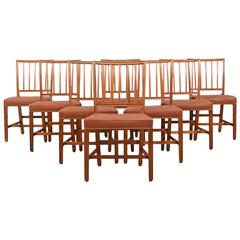 Set of Eight Mahogany Dining Chairs Attributed to Danish Designer Jacob Kjaer