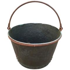 Antique Large Early 19th Century Riveted Copper Log Holder