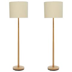 Pair of Swedish White Oak Floor Lamps