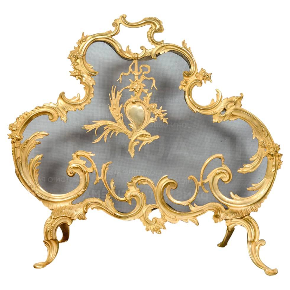 Gilded Bronze  Fire Screen in the Louis XV Style For Sale