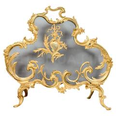 Gilded Bronze  Fire Screen in the Louis XV Style
