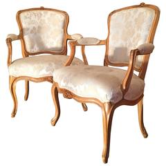 A Louis XV Period Pair of Armchairs in Beechwood, Stamped JP Letellier