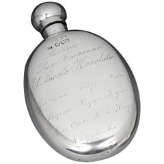 Antique Gentleman's Sterling Silver 'World Tour' Hipflask, 1879