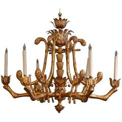 Gilded 1940s to 1950s Faux Bamboo Chandelier