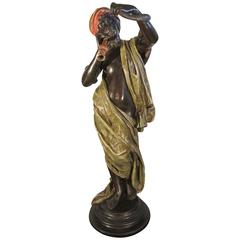 Painted Bronze by Goldsheider Entitled 'Serpent Charmer' 