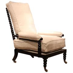 19th Century English Ebonized Bobbin Armchair