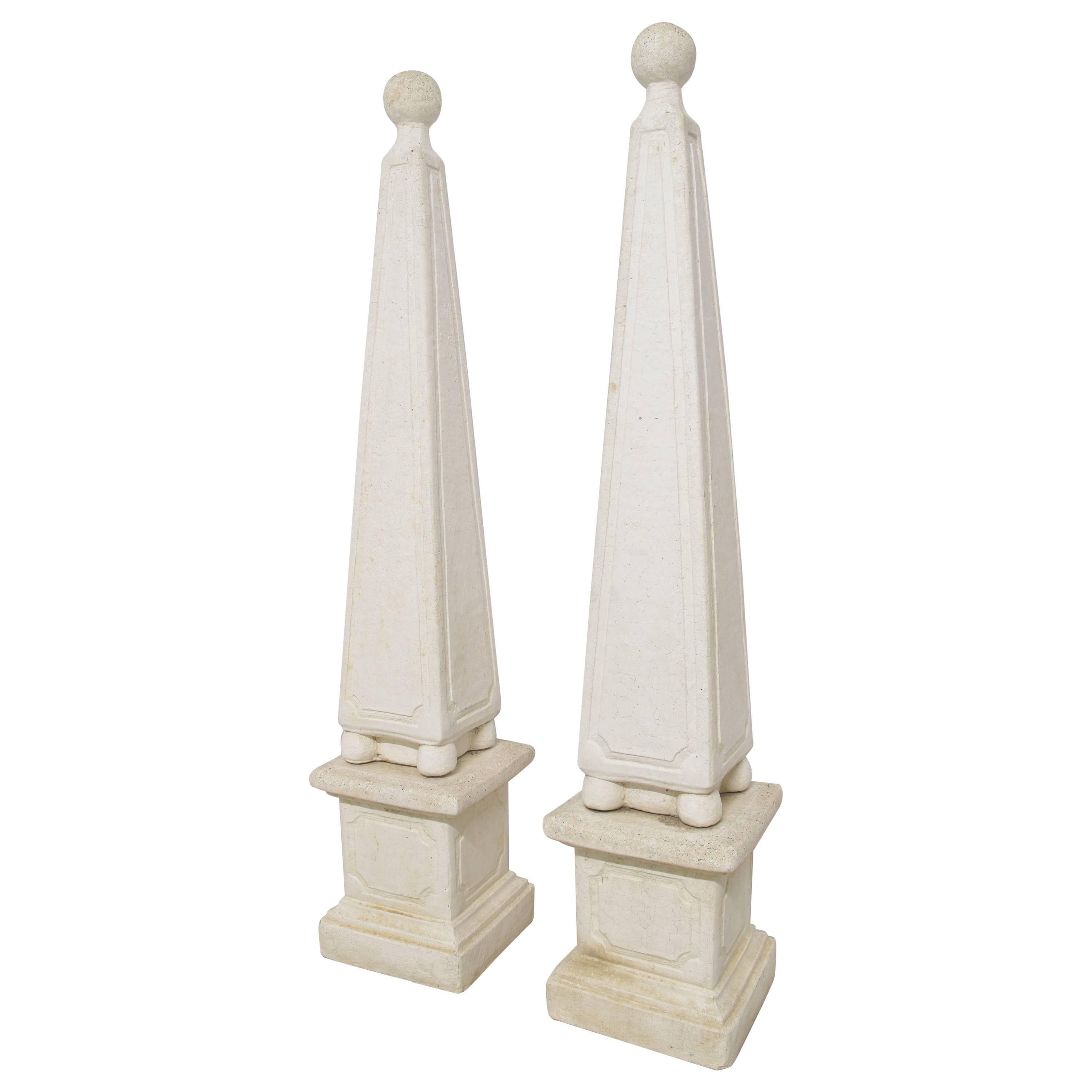 Monumental Pair of Vintage Statuary Obelisks For Sale