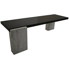 Architectural Italian Cocktail Table in Carrara Marble and Granite