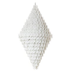 Italian Venetian Flower
s Chandelier, White in Blown Murano Glass, 1980s