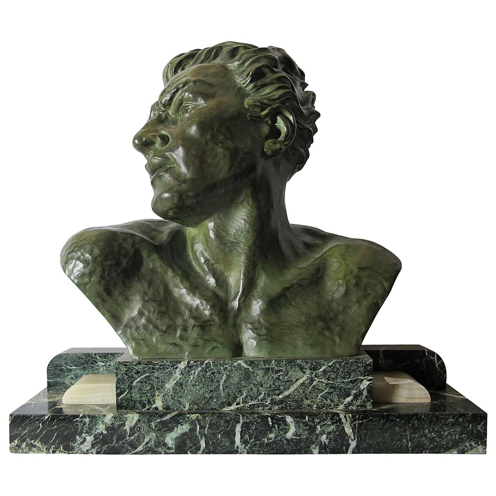 Art Deco Samac Bust of a Male For Sale