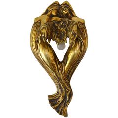 Antique Art Nouveau gilded-bronze Wall lamp by Paul Moreau-Vauthier