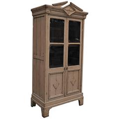 Little French 1900 Oak Painted Bookcase Vitrine
