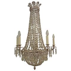 Antique An exquisite tent and waterfall style silvered bronze chandelier