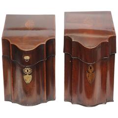 Pair of Antique Georgian Mahogany Knife Boxes, circa 1830-1840