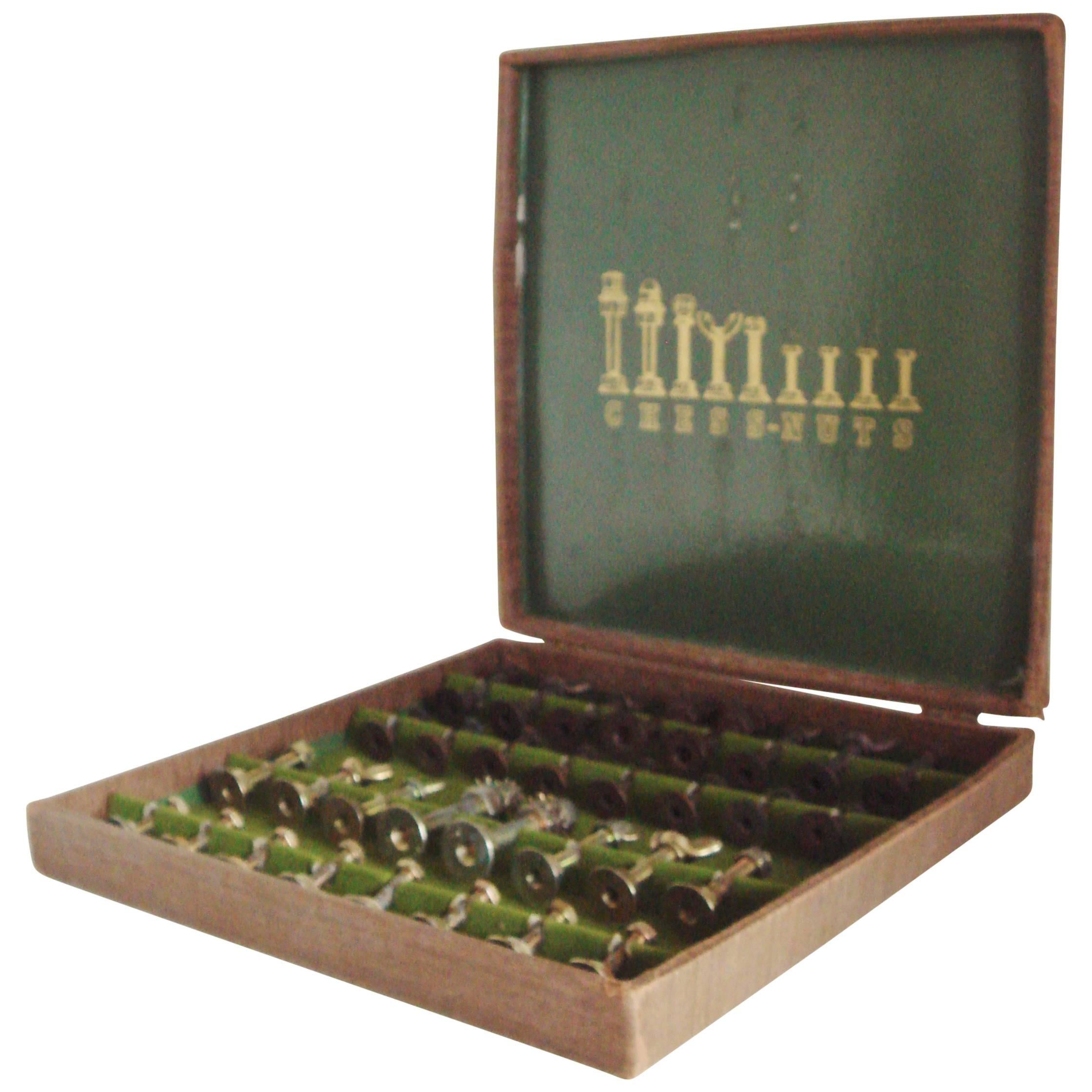 American Boxed Chess Set 'Chess-Nuts' by Invento for Hammacher Schlemmer. For Sale