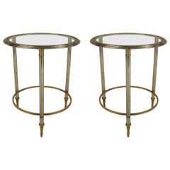Pair of 1940s French Ormolu-Trimmed Glass End Tables, Attributed to Jansen