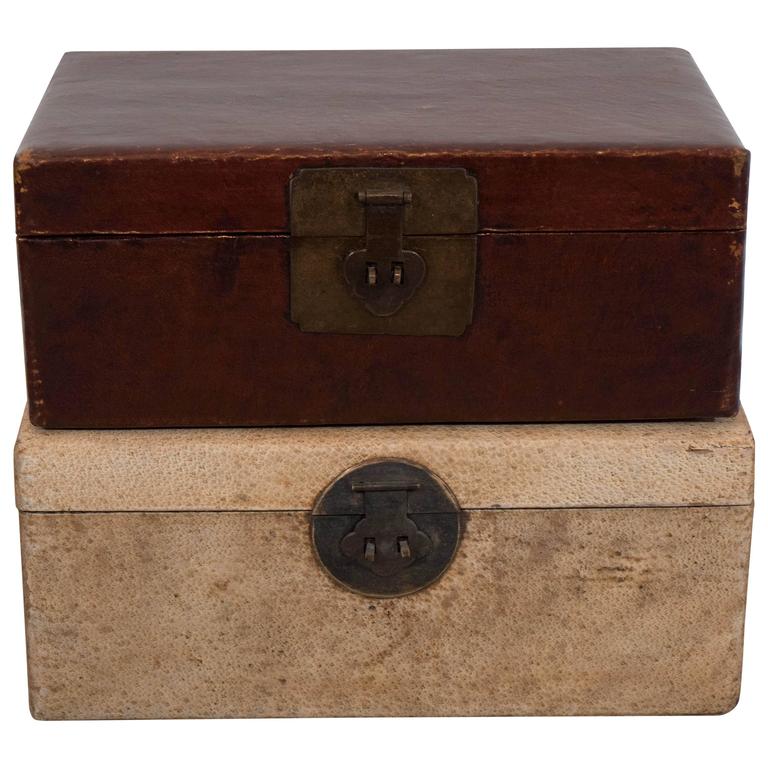 Antique Parchment Leather Document Boxes For Sale at 1stdibs