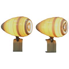 Pair of Beehive Clamp-On Mid-Century Modern Lamps for Bed or Desk