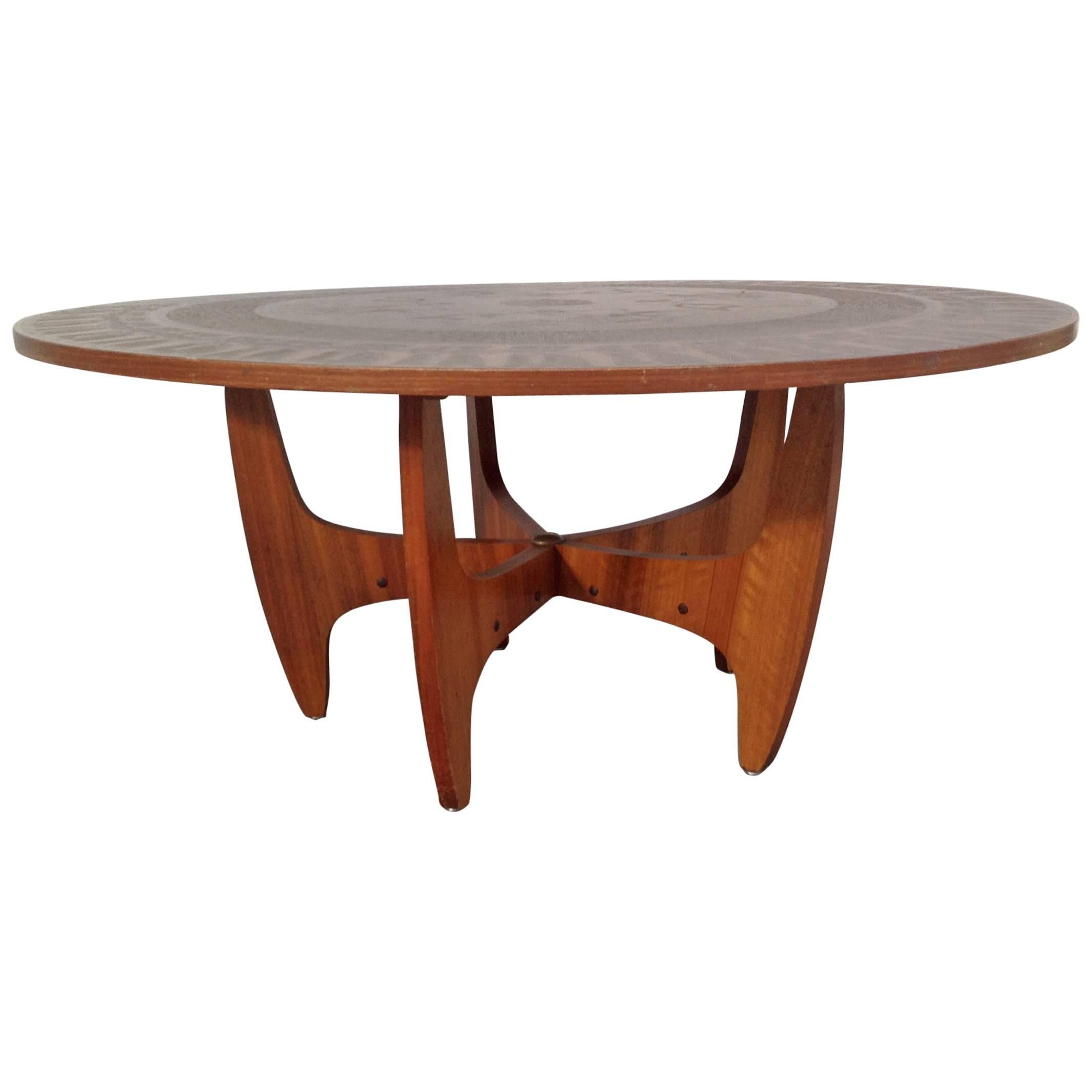 Round Copper Leaf Coffee Table For Sale