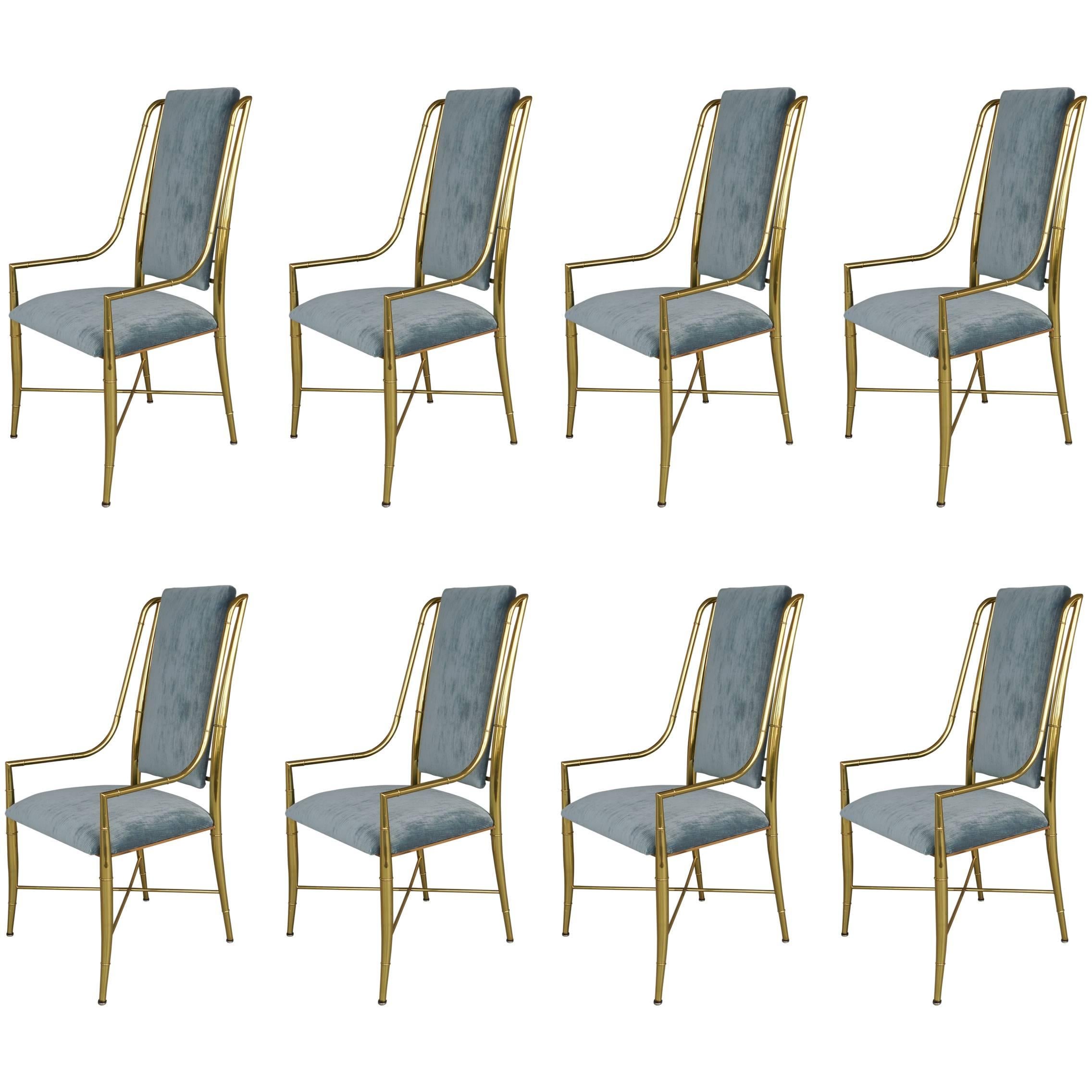 Eight Brass Dining Chairs by Mastercraft