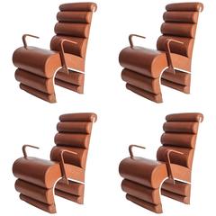Steel and leather chairs designed for Parisian nightclub Le Queen 11