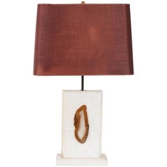 Georges Mathias Style Marble Lamp with Agate