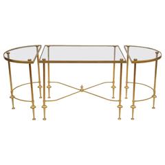 Elegant Louis XVI Style Gilt Brass Table in Three Parts, circa 1960